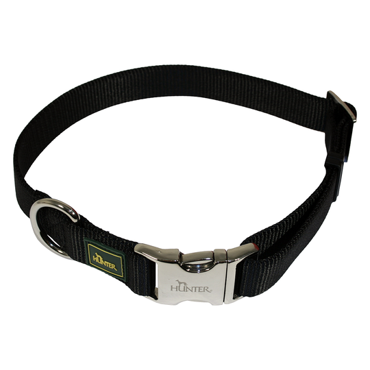 HUNTER Vario Basic Alu-Strong -nailonpanta, musta - M-koko: kaulanympärys 40 - 55 cm, leveys 20 mm