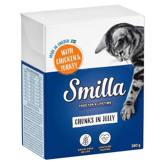 Smilla Chunks in Jelly säästöpakkaus 24 x 380 g - kana & kalkkuna