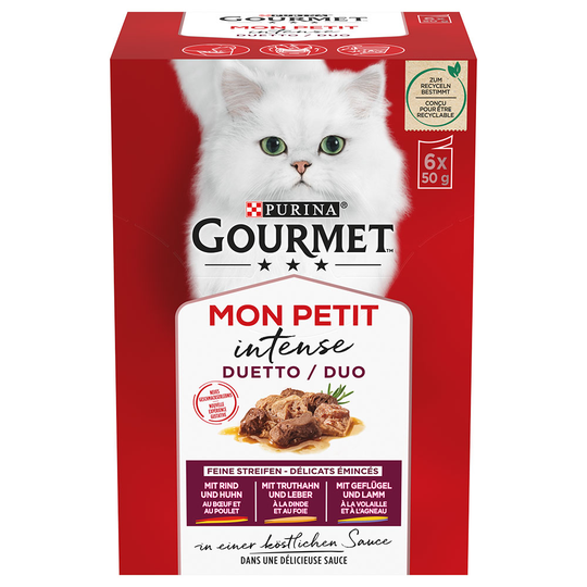 24 x 50 g Gourmet Mon Petit -kissanruokaa erikoishintaan! - duetto: nauta, kana
