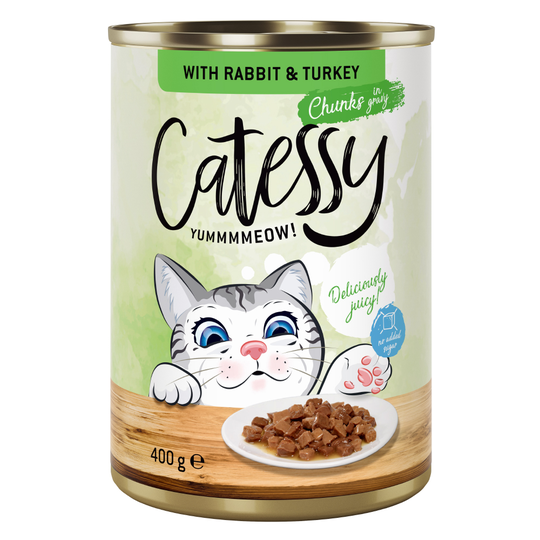 Säästöpakkaus: Catessy kastikkeella tai hyytelöllä 24 x 400 g - kani & kalkkuna kastikkeessa