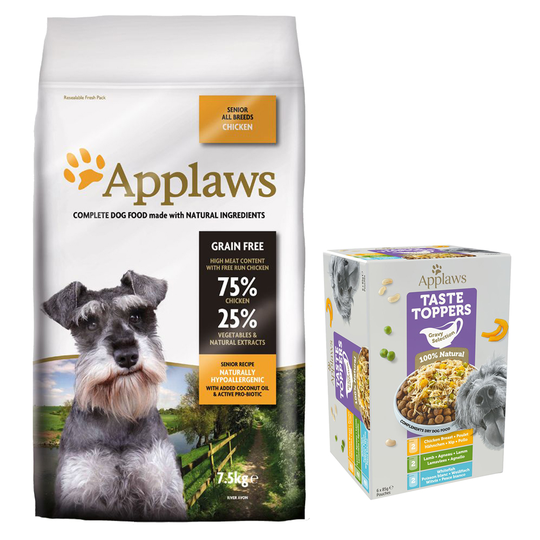7,5 kg / 15 kg Applaws + 6 x 85 g Taste Toppers kaupan päälle! - 7,5 kg Senior Chicken
