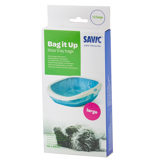 Savic Iriz -hiekkalaatikko suojareunuksella - 50 cm - oheen: Bag it Up litter tray bags, Large 12 kpl (ei sis. laatikkoa)