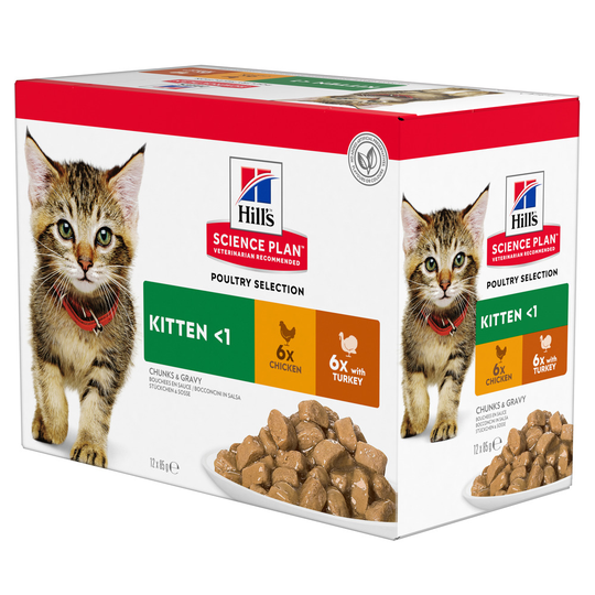Hill's Science Plan -märkäruoka 9 + 3 kaupan päälle! - 12 x 85 Kitten siipikarjalajitelma