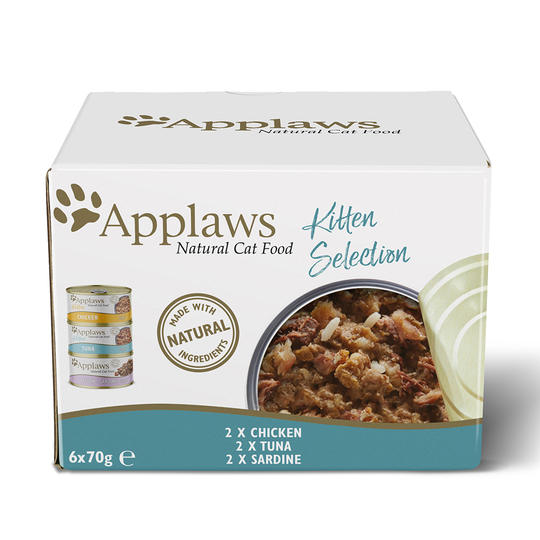 Applaws Kitten -purkkilajitelma: sardiini, kana, tonnikala - 6 x 70 g