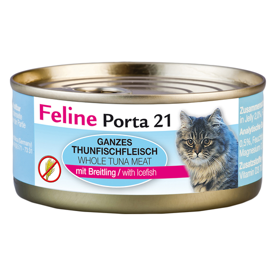 2x zooPisteitä: Feline Porta 21 kissanruoka 24 x 156 g - tonnikala & kilohaili (viljaton)