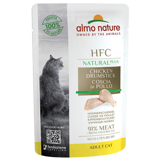 Säästöpakkaus Almo Nature HFC Natural Plus 24 x 55 g - kananreisi