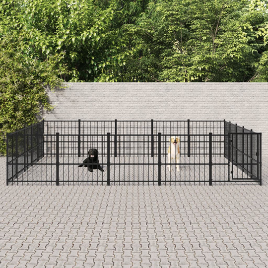 vidaXL Koiran ulkohäkki teräs 23,52 m²