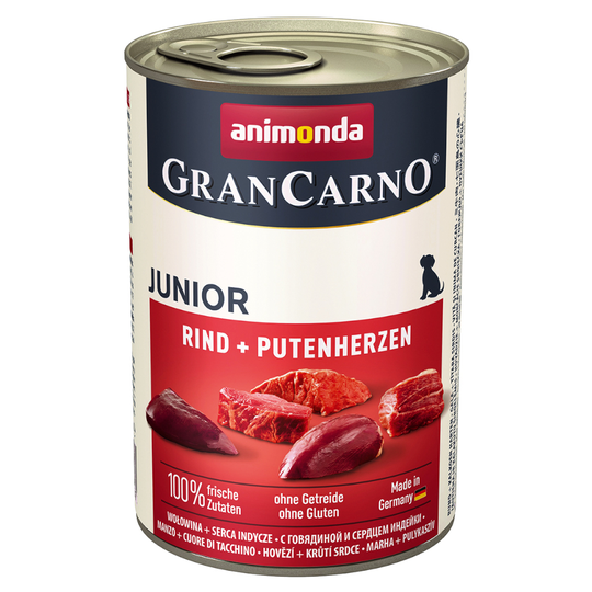 Animonda GranCarno Original -säästöpakkaus 24 x 400 g - Junior: nauta & kalkkunansydän