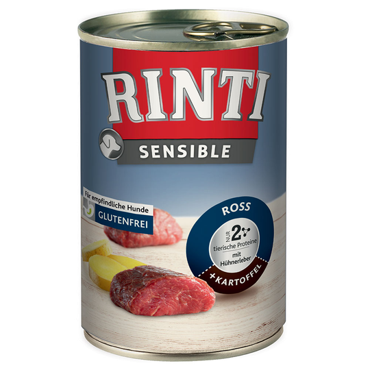 RINTI Sensible -megapakkaus 24 x 400 g - hevonen, kananmaksa & peruna