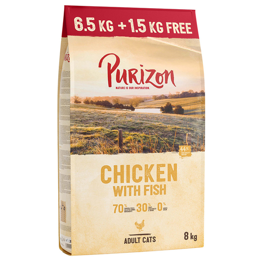 6,5 kg + 1,5 kg kaupan päälle! 8 kg Purizon-kissanruokaa - Adult Chicken & Fish