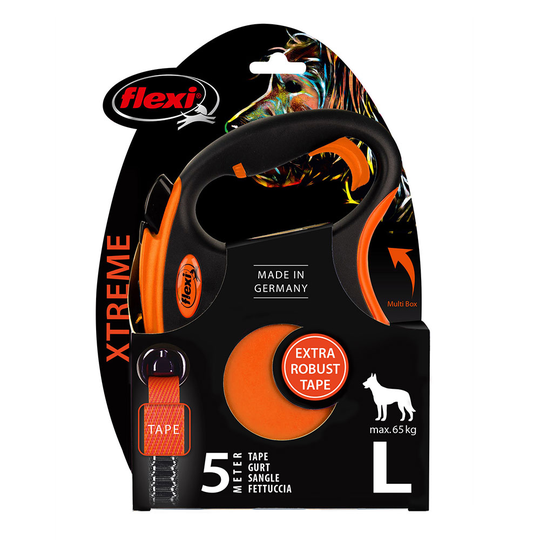 flexi Xtreme -nauhatalutin oranssi, 5 m - L: max 65 kg
