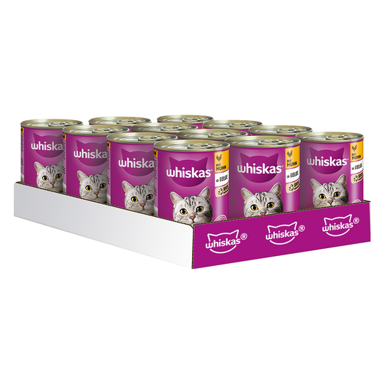 Whiskas 1+ -purkkiruoka 24 x 400 g - 1+ in Jelly, kana