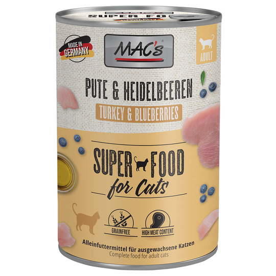 MAC´s Cat -kissanruoka 6 x 400 g - kalkkuna & mustikka