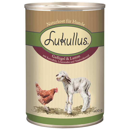 Lukullus-purkkiruoka 1 x 400 g - siipikarja ja lammas